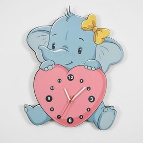 Resim Sevimli Fil ve Kalp Çocuk Odası Ahşap Duvar Saati ELF-2312030 