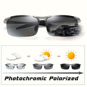 Resim 1 adet Erkek Kadın Fotoğrafik Polarize Moda Gözlükleri - Çerçevesiz Retro Yarı-Metal Tasarım, Gündüz & Gece Kullanımı için Kameleon Lensler Otomatik Renk Değiştirme, Balıkçılık Sürüş Kampçılık Açık Hava Sporları için UV Koruma ve Parıltı Azaltma, Şık Gözlük, Dayanıklı Lensler 