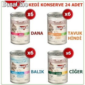 Resim Bonacibo Karışık Yetişkin Kedi Konserve Mama 24 x 400 G 