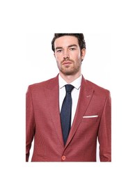 Resim Kendinden Desenli Slim Fit Bordo Ceket Wessi 001 