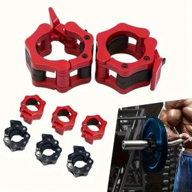 Resim 4 Adet Hızlı Açılır Kilitleme Ağırlık Kolleri - Sağlam Tutuş, Dambıl ve Barbell için Kompakt Tasarım, Ev & Spor Salonu Kullanımı İçin Kırmızı/Siyah 