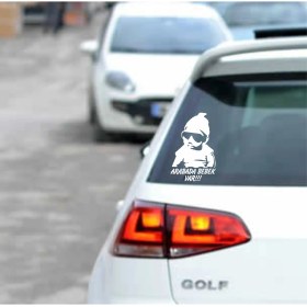 Resim Stickermarket Arabada Bebek Var Sticker (Beyaz) 