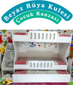 Resim Mdf Beyaz Rüya Kulesi Çocuk Ranzası 