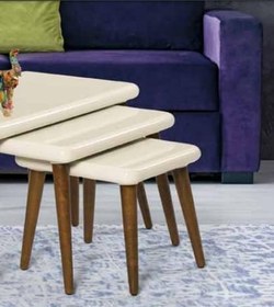 Resim Zigon OSM 18533 Class Model Sehpa Ceviz Krem UYUM Ahşap Kayın torna ayak ELyapım 