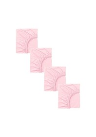 Resim 4 Adet 65 X 95 + 10 Cm Anne Yanı Lastikli Penye Kumaş Bebek Çarşafı-pembe 