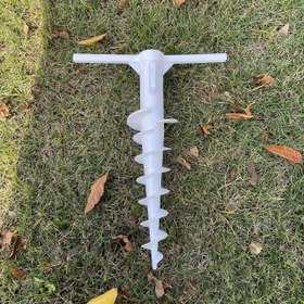 Resim Beyaz Spiral Plaj Şemsiyesi Zemin Tüpü, 22mm Çaplı T-Şekilli Çivi Kamp ve Şemsiyeler için, Kum veya Toprak için Dayanıklı Plastik Sağlam Çivi, Açık Hava Kamp ve Veranda Temel, Plaj Şemsiyesi Zemin Çivi 