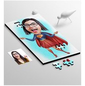 Resim Kişiye Özel Süper Anne Karikatür 104 Parça Ahşap Puzzle - 1 Diğer