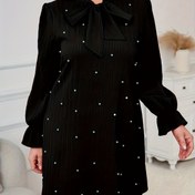 Resim Zarif Kadın Uzun Kollu Elbise, İnci ve Papyon Detaylı - Kırmızı Polyester, Kabartmalı Dokuma, Makinede Yıkanabilir, İlkbahar/Sonbahar Moda Etkinlikleri için Mükemmel, Sonbahar Etkinliği Kıyafeti|Papyonlu Elbise|Kabartmalı Tasarım, Sevimli Elbiseler 