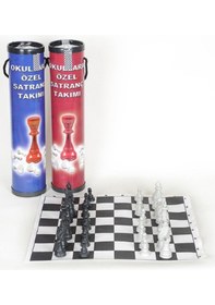 Resim Okul Tipi Satranç Takımı Seti Rulo Satraç Takımı Rulo Çantalı 