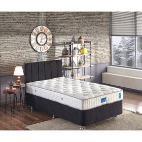 Resim Niron Yatak Niron Juliette 120x200 Bir Buçuk Kişilik Lüks Yatak Seti - Siyah Kumaş Baza, Başlık Ve Yatak Takımı 