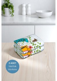 Resim 2li Paket Baskılı Beyaz Mutfak Havlusu Modeli Make Love 