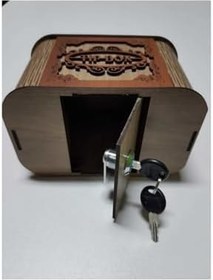 Resim Tip Box Bahşiş Tip Kutusu Ahşap Kumbara Anahtarlı Kilitli 