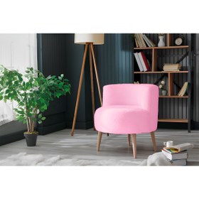 Resim KUMSSHOP ÇOK AMAÇLI OTURMA SALON YATAK MUTFAK OFİS İÇİN KALİTELİ TEDDY-NUBUK KUMAŞ AHŞAP AYAK TEKLİ BERJER 