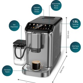 Resim Kumtel LatteNow Tam Otomatik Espresso Makinesi - Kahve Öğütücülü Dokunmatik Renkli Ekranlı HCM-02 