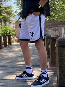 Resim Relax family xf Erkek Beyaz Basketbol Futbol Çizgili Şort Fitness Spor Egzersizi Koşu 
