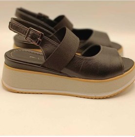 Resim Venüs Siyah Deri Dolgu Topuk Sandalet Siyah 