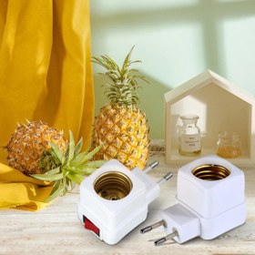 Resim Derwell E27 LED Işık Lamba Ampuller Soket Tabanı Tutucu AB Tak Adaptörü ON/OFF Anahtarı Aydınlatma 1 Adet 