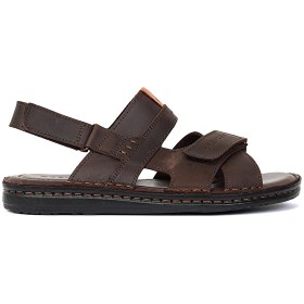 Resim Günlük Erkek Kahverengi Hakiki Deri Sandalet 3Y1FS67856 