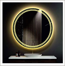 Resim GLOBAL LED MIRROR 70 Cm Günışığı Ledli Tasarım Kumlamalı Banyo Aynası Makyaj Aynası Işıklı Ayna 