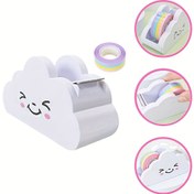 Resim Cloud Shape Bant Dağıtıcısı Masaüstü Bant Dağıtıcısı Ofis Masaüstü Bant Dağıtıcısı Kesici Gökkuşağı Bant Rulosu ile Ev Ofis Okul Malzemeleri Bant Rulosu Dağıtıcısı 