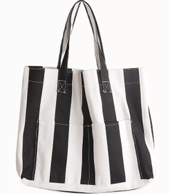 Resim Skygo Kadın Kanvas 2 Cepli Günlük Renkli Plaj Omuz Çantası Siyah 