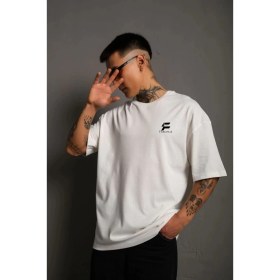 Resim Nemere Bisiklet Yaka Baskılı Oversize T-Shirt - Beyaz 