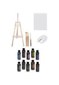 Resim Rich 120 Cc 10 Renk Akrilik Boya 3 Ayaklı Şövale Daler Rowney 4'lü Fırça Seti 