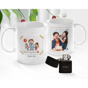 Resim Bk Gift Kişiye Özel Babalar Günü Hediyesi Fotoğraflı Kupa Bardak Ve Benzinli Çakmak Seti-46 