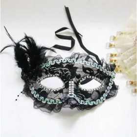 Resim Inci Işlemeli Taşlı Dantelli Parti Maskesi 