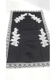 Resim Çeyizlik Kadife Fransız Güpürlü Siyah Seccade 