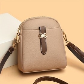 Resim Kadın Modası Çapraz Çanta, Zip Kapatmalı Messenger Omuz Çantası, Düz Renk, Polyester Astarlı, Kenar Boyalı, Bayanlar İçin Çok Yönlü El Çantası - Siyah/Bordo/Kahverengi/Yeşil 