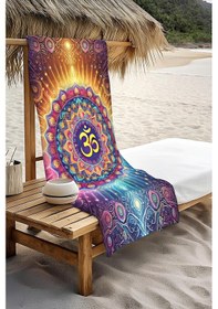 Resim Dijital Baskı Plaj Deniz Havlusu Om Mandala Desenli Peştamal Hvl0055 Renkli 