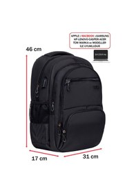 Resim Dada 04 Siyah Laptop Sırt Çantası 14-15,6 İnç Usb Aparat Ortopedik Sırt Darbe Emici Koruma 