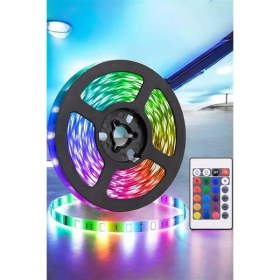 Resim 5 Metre Şerit LED Rgb Işıklı Kumandalı Güç Adaptörü Her Ortama Uygun 