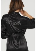 Resim Nbb Kadın Siyah Bride Saten Sabahlık 001 