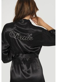 Resim Nbb Kadın Siyah Bride Saten Sabahlık 001 