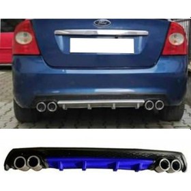 Resim Ford Focus 2 Uyumlu Mavi Difüzör Çiftli Yuvarlak Egzoz Görünümlü D Tip Difizör 2004 - 2010 