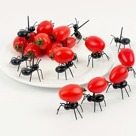 Resim 12 Adet Karınca Şeklinde Yeniden Kullanılabilir Meyve & Tatlı Çatalı - Aperatifler, Atıştırmalıklar, Kek & Parti Süslemeleri İçin Mükemmel 