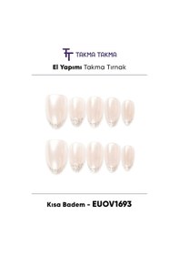 Resim Euov1695 Kısa Badem 10'lu Tekrar Kullanılabilir El Yapımı Protez Takma Tırnak Xs 