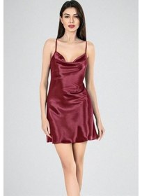 Resim Kısa Gecelik Degaje Bordo 7740 Bordo 