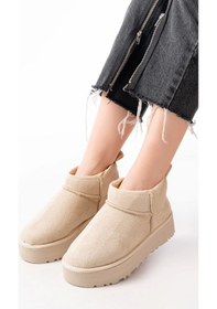 Resim Ndr-2850 Bej Süet İçi Kürklü Kışlık Kapalı Burun Kadın Günlük Terlik Çok Renkli 