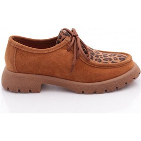 Resim Dgn 4247 Kadin Loafer Ayakkabi Taba Leopar Süet 