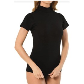 Resim Jiber 562 Kadın Modal Balıkçı Yaka Yarım Kol Body Tekli Siyah 