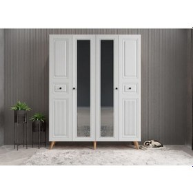 Resim Nossa Membran 4 Kapaklı Portmanto Montaj Dahil Çam Beyaz 140 Cm 