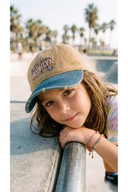 Resim LAGRANZE Brooklyn Vintage Yıkamalı KIZ Çocuk Şapka | Ayarlanabilir, Pamuklu Baseball Cap (7-15 Yaş) 