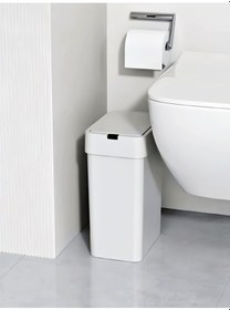 Resim Sensörlü Otomatik Slim Çöp Kovası 9 Lt+ Deterjan Hazneli Silikon Klozet Fırçası 