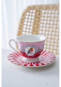 Resim Acar Syt-08596 Birdie Pembe 6'lı Kahve Fincan Takımı Pembe 