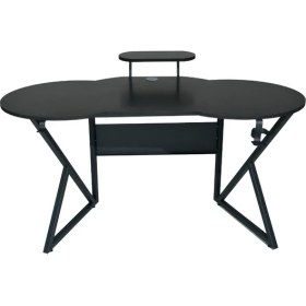 Resim Michael Brean Özel Oval Tasarım Oyuncu Masası 156 cm Bardaklık ve Kulaklık Tutucu Hediye 