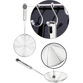 Resim Çelik Kevgir Patates Sebze Yağ Kızartma Süzgeç Lüx Servis Seti Mutfak Tel Kepçe Kızartma Kevgir 