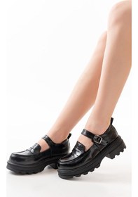 Resim 745-771 Siyah Rugan Günlük Yüksek Tabanlı Loafer Ayakkabı Bej - Siyah 